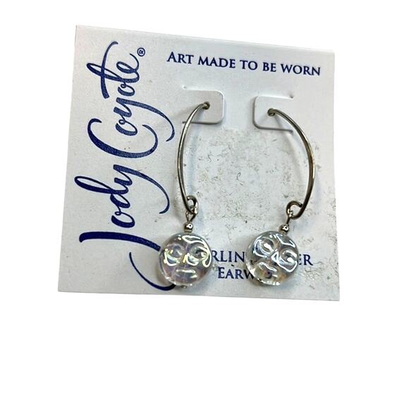 Jody Coyote Sterling Silver Dangle Earrings w/ Clear Charm, NWT! - Picture 1 of 3